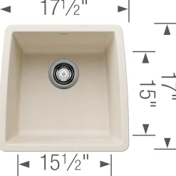 Blanco Performa 18" Square Silgranit Bar/Prep Sink, Soft White, No Faucet Hole, 443087
