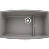 Blanco Performa 32" Undermount Granite Composite Kitchen Sink with Accessories, Silgranit, Metallic Gray, 440067