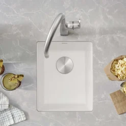 Blanco Precis 14" Rectangle Granite Composite Bar/Prep Sink, Silgranit, White, 513422