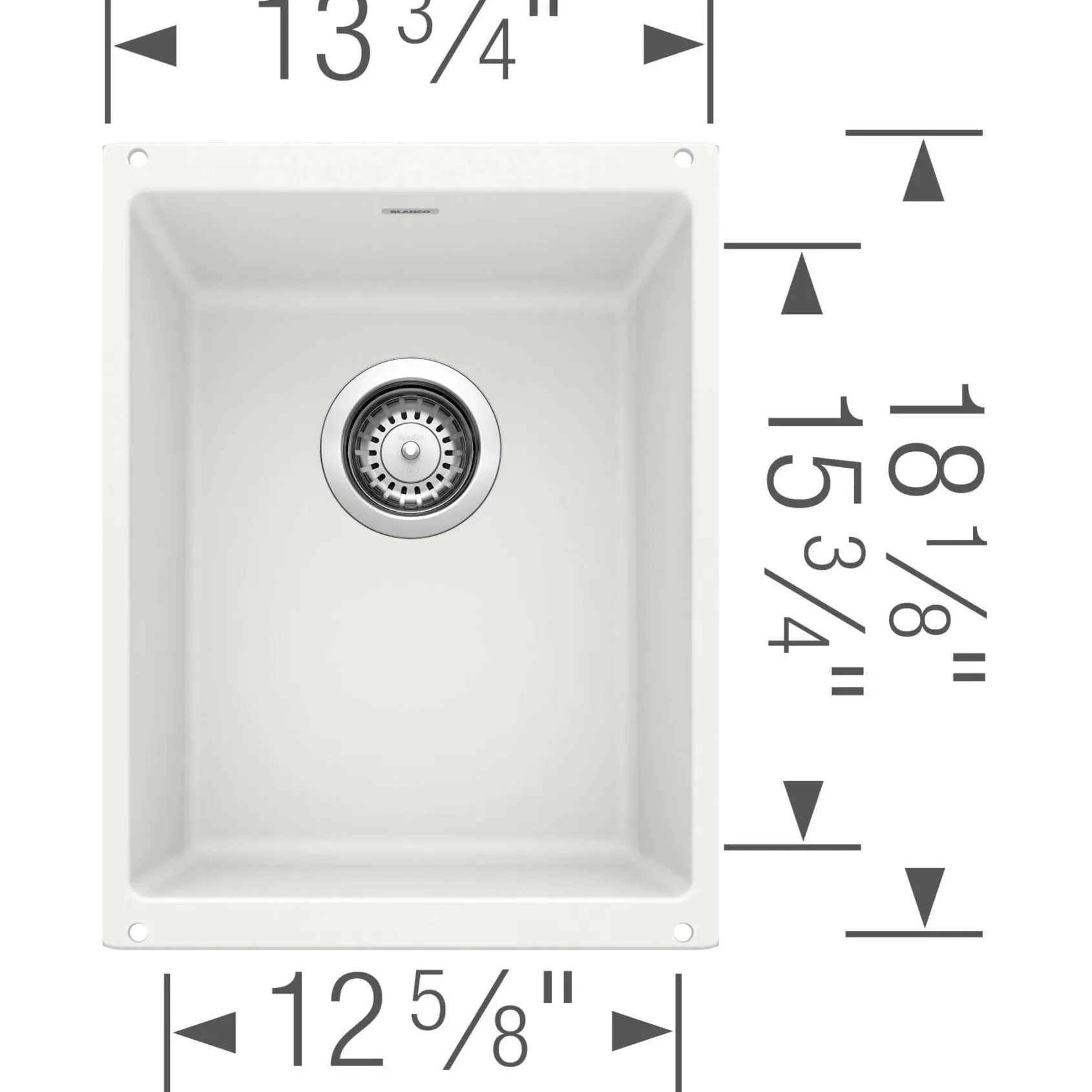 Blanco Precis 14" Rectangle Granite Composite Bar/Prep Sink, Silgranit, White, 513422