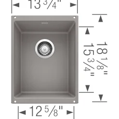 Blanco Precis 14" Rectangle Granite Composite Bar/Prep Sink, Silgranit, Metallic Gray, 513425