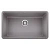 Blanco Precis 30" Undermount Granite Composite Kitchen Sink, Silgranit, Metallic Gray, 442536