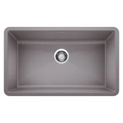 Blanco Precis 32" Undermount Granite Composite Kitchen Sink, Silgranit, Metallic Gray, 440148