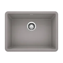 Blanco Precis 23" Undermount Granite Composite Kitchen Sink, Silgranit, Metallic Gray, 522413