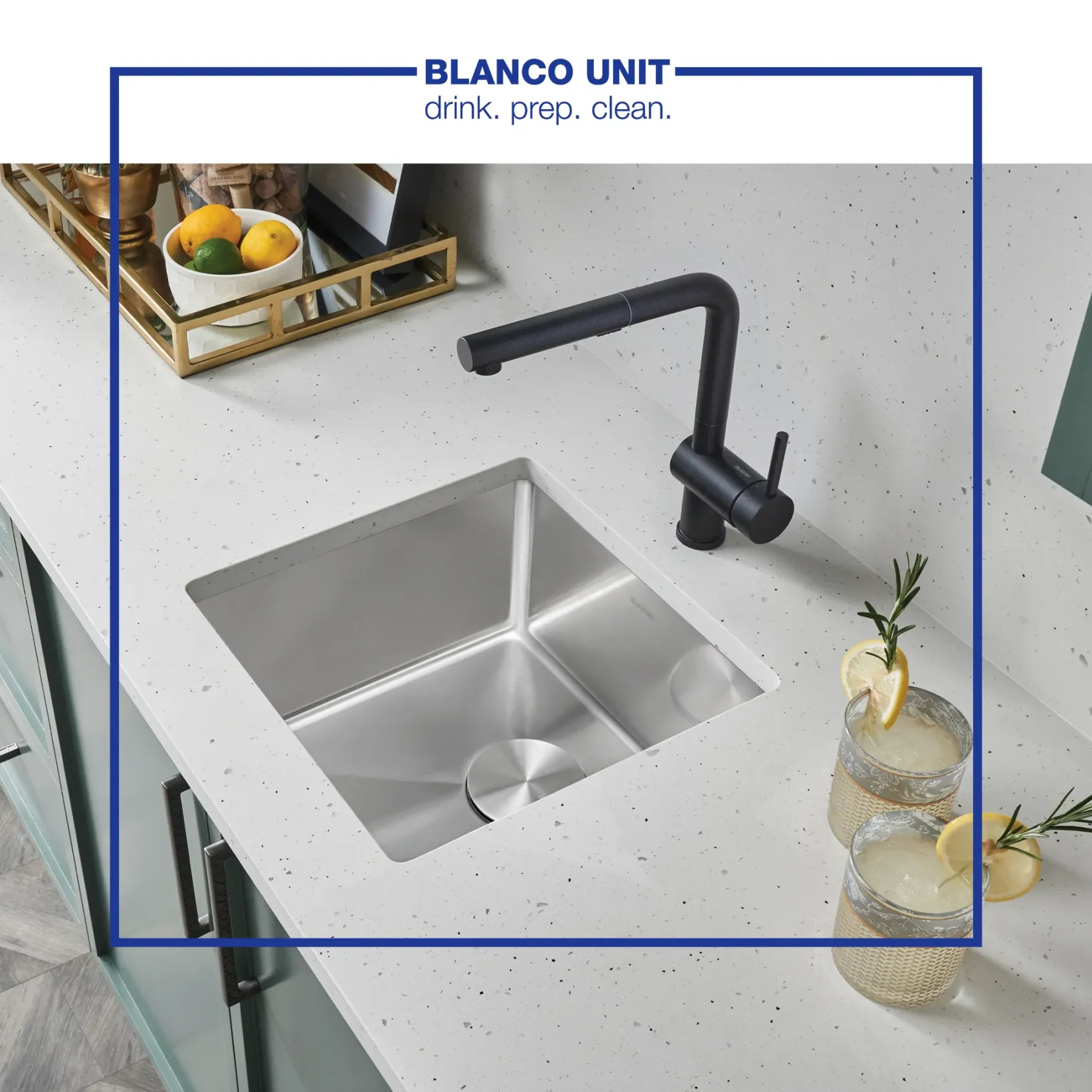 Blanco Quatrus 17" Square Stainless Steel Bar/Prep Sink, 18 Gauge, 519545