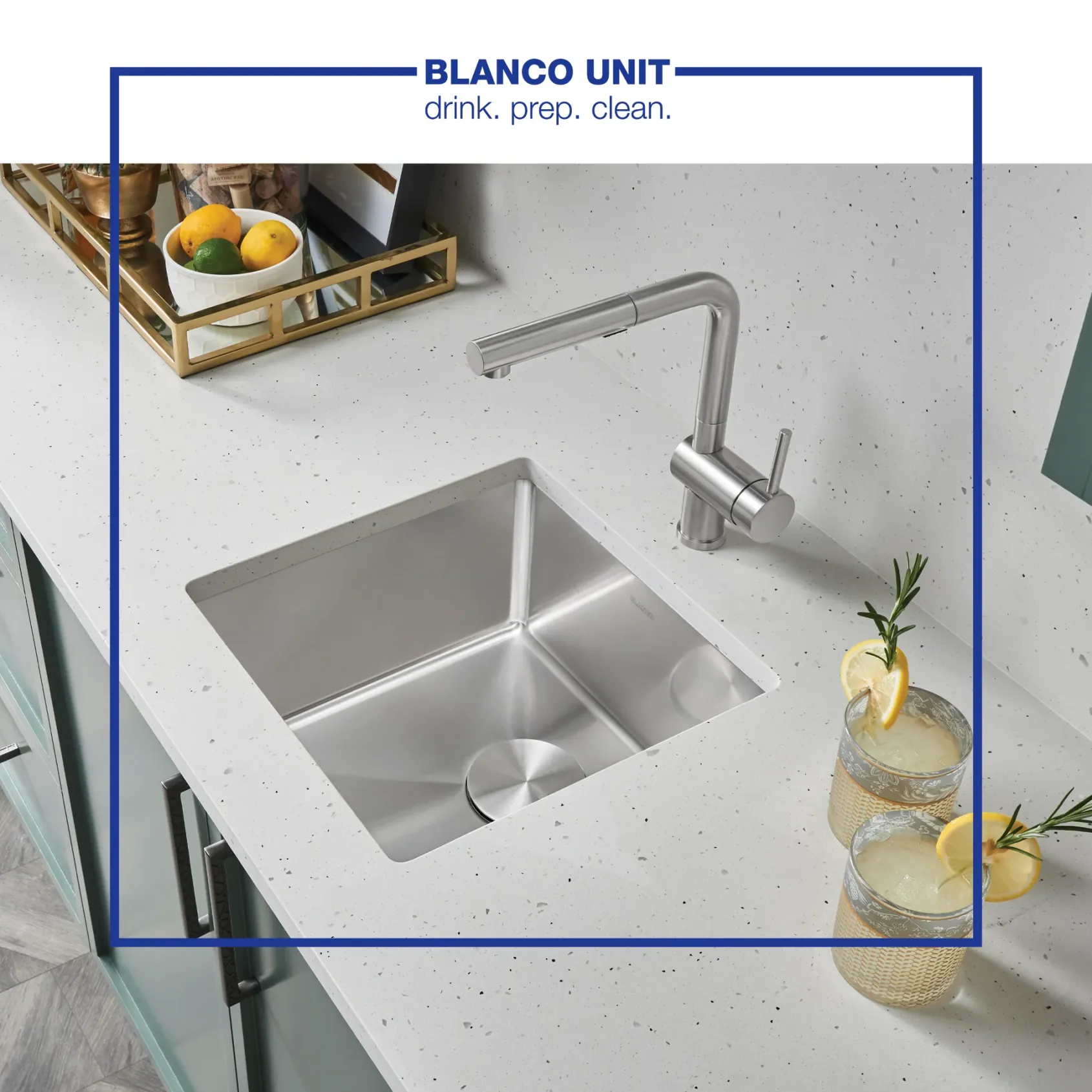Blanco Quatrus 17" Square Stainless Steel Bar/Prep Sink, 18 Gauge, 519545