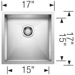 Blanco Quatrus 17" Square Stainless Steel Bar/Prep Sink, 18 Gauge, 518168