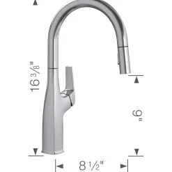 Blanco Rivana 1.5 GPM Brass Kitchen Faucet, Pull-Down, Stainless, 442678