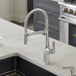 Blanco Rivana 1.5 GPM Brass Kitchen Faucet, Semi-Pro, Stainless, 442676