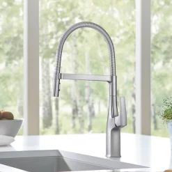 Blanco Rivana 1.5 GPM Brass Kitchen Faucet, Semi-Pro, Stainless, 442676