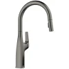 Blanco Rivana High Arc Pull-Down Dual-Spray Kitchen Faucet, Satin Dark Steel, 1.5 GPM, Brass, 443267