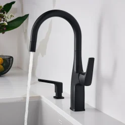 Blanco Rivana Pull-Down Bar Faucet, Matte Black, 1.5 GPM, Brass, 443021