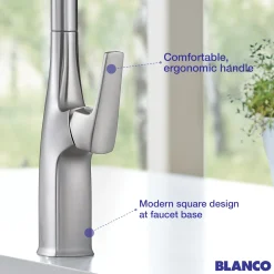 Blanco Rivana Semi-Pro Pull-Down Dual-Spray Kitchen Faucet, Satin Dark Steel, 1.5 GPM, Brass, 443266