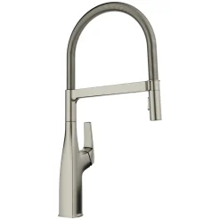 Blanco Rivana Semi-Pro Pull-Down Dual-Spray Kitchen Faucet, Satin Platinum, 1.5 GPM, Brass, 443248