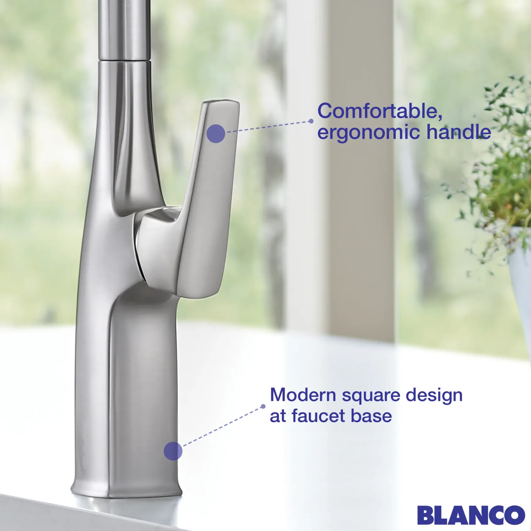 Blanco Rivana Semi-Pro Pull-Down Dual-Spray Kitchen Faucet, Satin Platinum, 1.5 GPM, Brass, 443248
