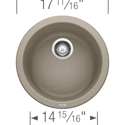 Blanco Rondo 18" Round Granite Composite Bar/Prep Sink, Silgranit, Truffle, 517699