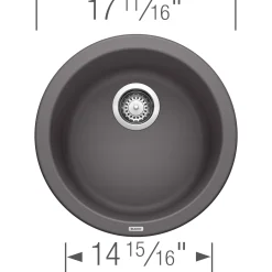 Blanco Rondo 18" Round Granite Composite Bar/Prep Sink, Silgranit, Cinder, 518911