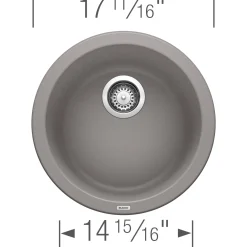 Blanco Rondo 18" Round Granite Composite Bar/Prep Sink, Silgranit, Metallic Gray, 513382