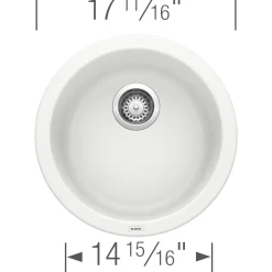Blanco Rondo 18" Round Granite Composite Bar/Prep Sink, Silgranit, White, 511631