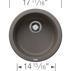 Blanco Rondo 18" Round Silgranit Bar/Prep Sink, Volcano Gray, No Faucet Hole, 527416