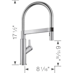Blanco Solenta 1.5 GPM Brass Kitchen Faucet, Semi-Pro, Stainless, 401993
