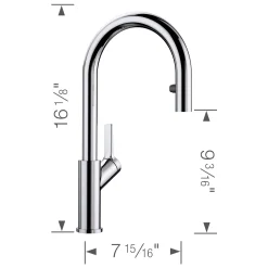 Blanco Urbena 1.5 GPM Brass Kitchen Faucet, Pull-Down, Polished Chrome, 526390