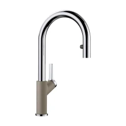 Blanco Urbena 1.5 GPM Brass Kitchen Faucet, Pull-Down, Truffle/Chrome, 526397