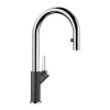 Blanco Urbena 1.5 GPM Brass Kitchen Faucet, Pull-Down, Anthracite/Chrome, 526392