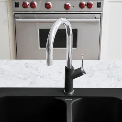 Blanco Urbena 1.5 GPM Brass Kitchen Faucet, Pull-Down, Anthracite/Chrome, 526392