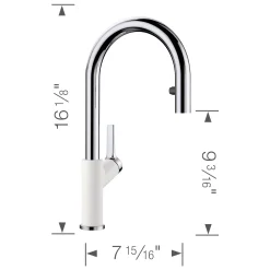 Blanco Urbena 1.5 GPM Brass Kitchen Faucet, Pull-Down, White/Chrome, 526391