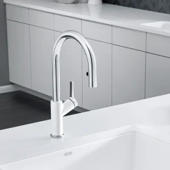 Blanco Urbena 1.5 GPM Brass Kitchen Faucet, Pull-Down, White/Chrome, 526391