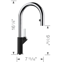 Blanco Urbena 1.5 GPM Brass Kitchen Faucet, Pull-Down, Coal Black/Chrome, 526398