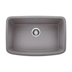 Blanco Valea 27" Undermount Granite Composite Kitchen Sink, Silgranit, Metallic Gray, 442554