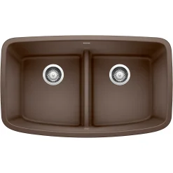 Blanco Valea 32" Undermount Granite Composite Kitchen Sink, Silgranit, 50/50 Double Bowl, Cafe, 442203