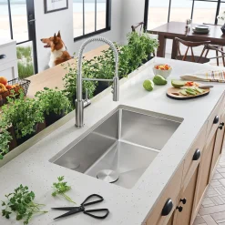 Blanco Cuvee 32" Undermount Stainless Steel Kitchen Sink, Satin Polish, 16 Gauge, No Faucet Hole, 524754