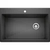 Blanco Diamond 34" Dual Mount Granite Composite Kitchen Sink, Silgranit, Anthracite, 440194