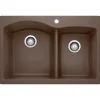 Blanco Diamond 33" Dual Mount Granite Composite Kitchen Sink, Silgranit, 60/40 Double Bowl, Cafe, 440213