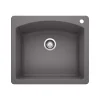 Blanco Diamond 25" Dual Mount Granite Composite Kitchen Sink, Silgranit, Cinder, 441463
