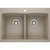 Blanco Diamond 33" Dual Mount Granite Composite Kitchen Sink, Silgranit, 50/50 Double Bowl, Truffle, 441285