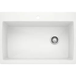 Blanco Diamond 34" Dual Mount Granite Composite Kitchen Sink, Silgranit, White, 440195