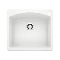 Blanco Diamond 25" Dual Mount Granite Composite Kitchen Sink, Silgranit, White, 440211