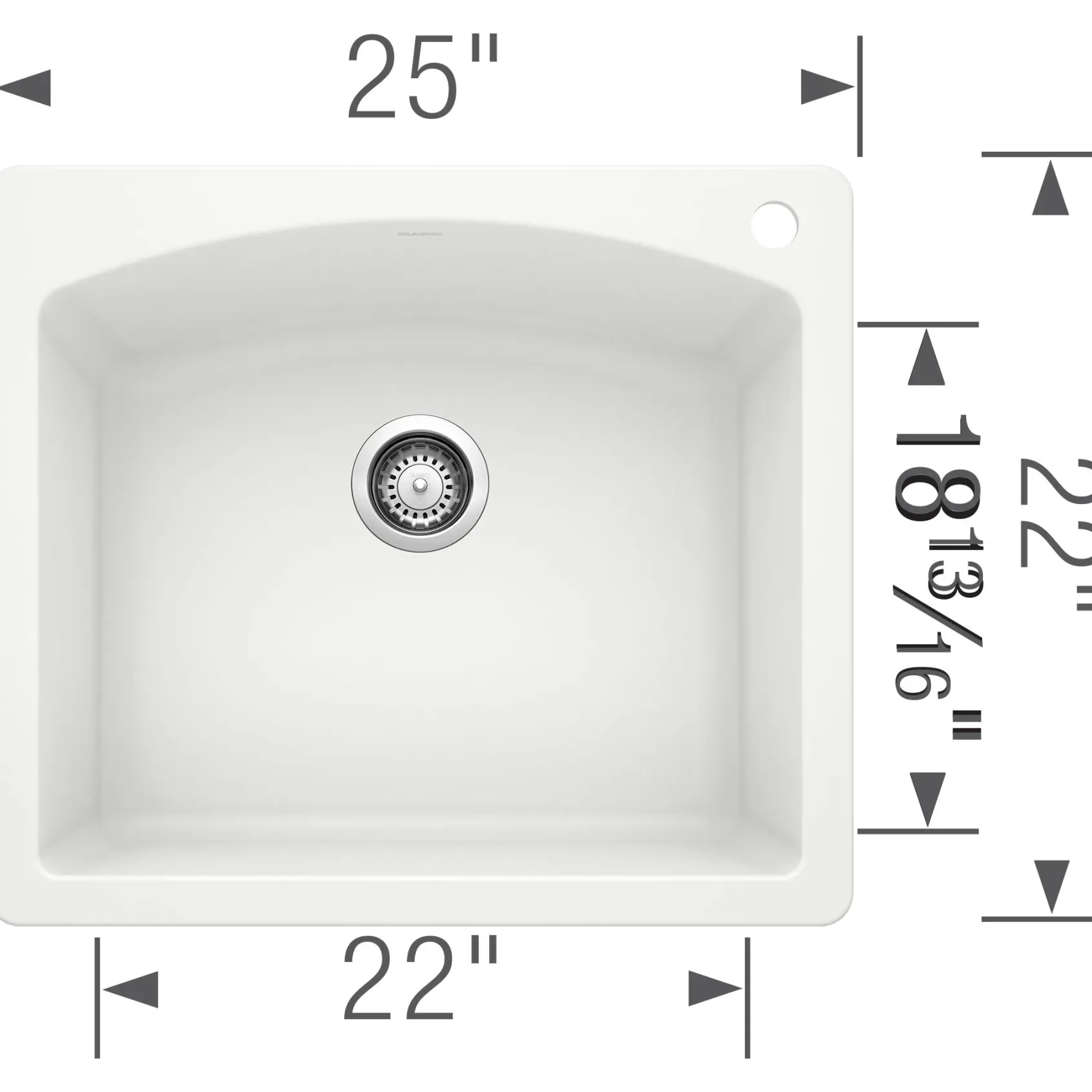 Blanco Diamond 25" Dual Mount Granite Composite Kitchen Sink, Silgranit, White, 440211