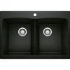 Blanco Diamond 33" Dual Mount Granite Composite Kitchen Sink, Silgranit, 50/50 Double Bowl, Coal Black, 442912