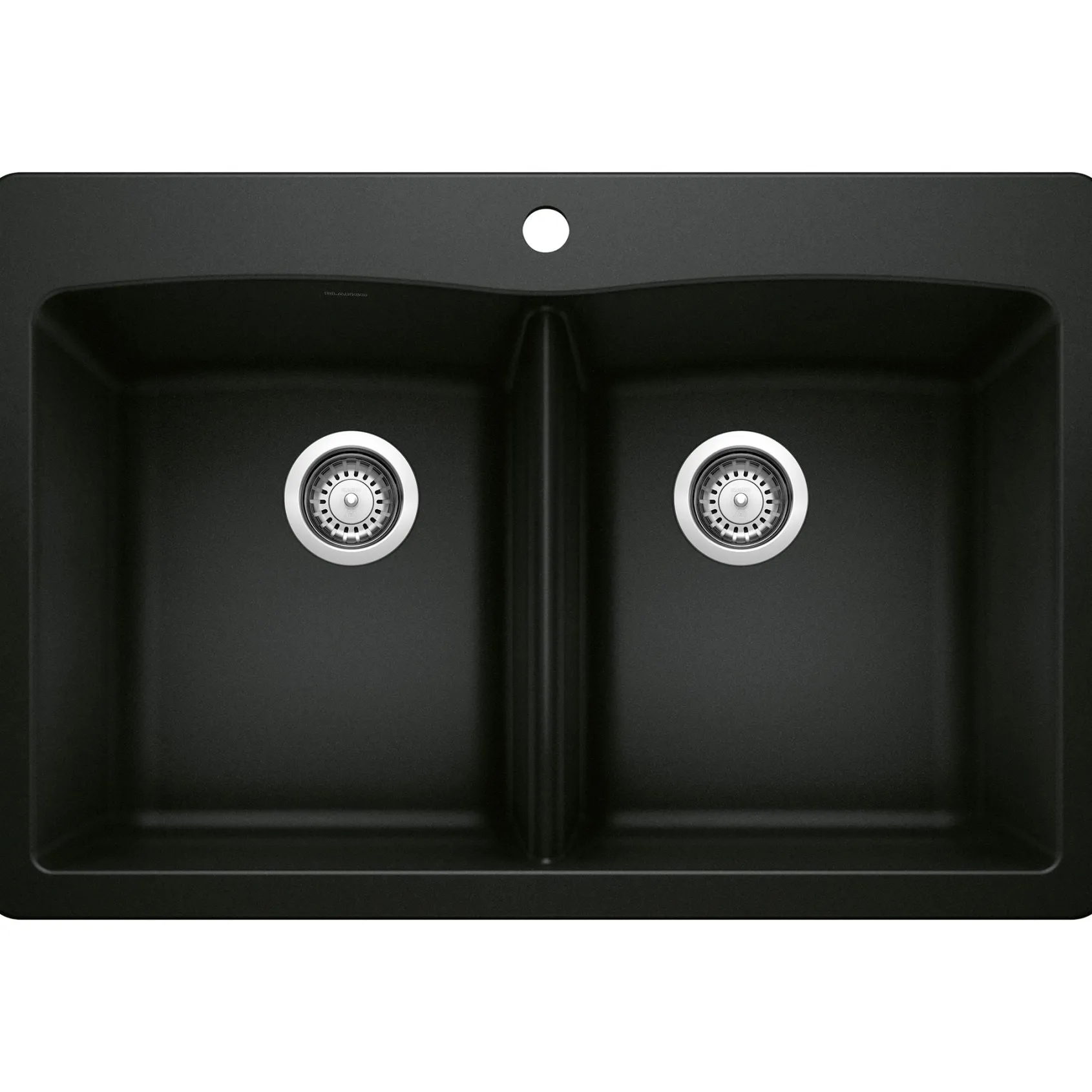 Blanco Diamond 33" Dual Mount Granite Composite Kitchen Sink, Silgranit, 50/50 Double Bowl, Coal Black, 442912