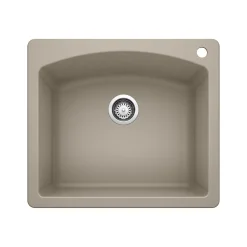 Blanco Diamond 25" Dual Mount Granite Composite Kitchen Sink, Silgranit, Truffle, 441280