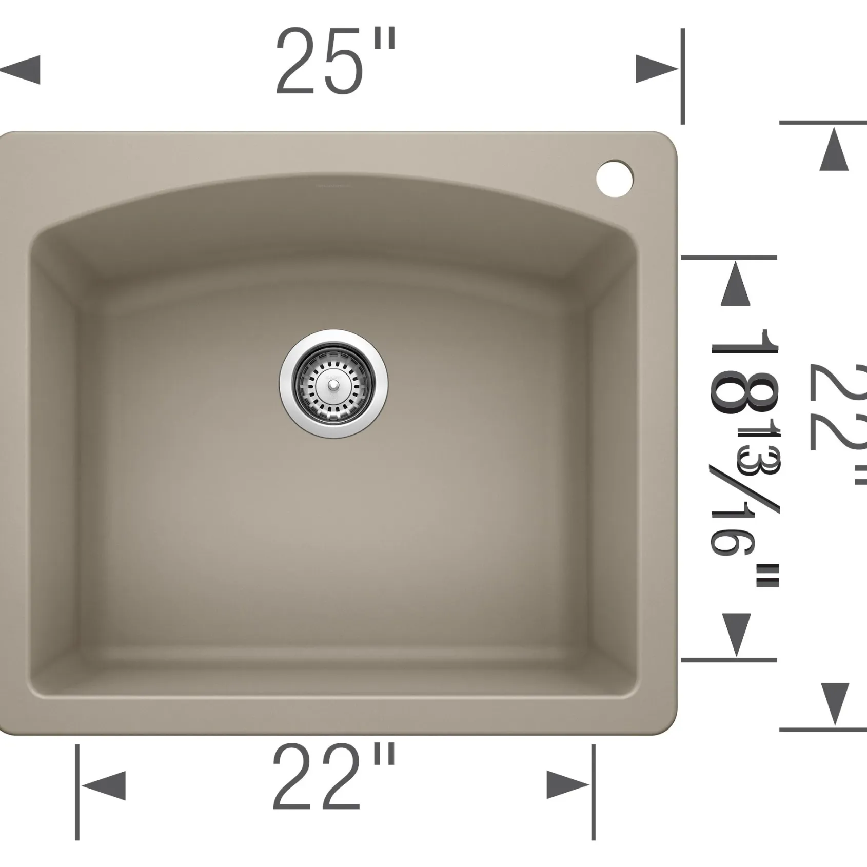 Blanco Diamond 25" Dual Mount Granite Composite Kitchen Sink, Silgranit, Truffle, 441280