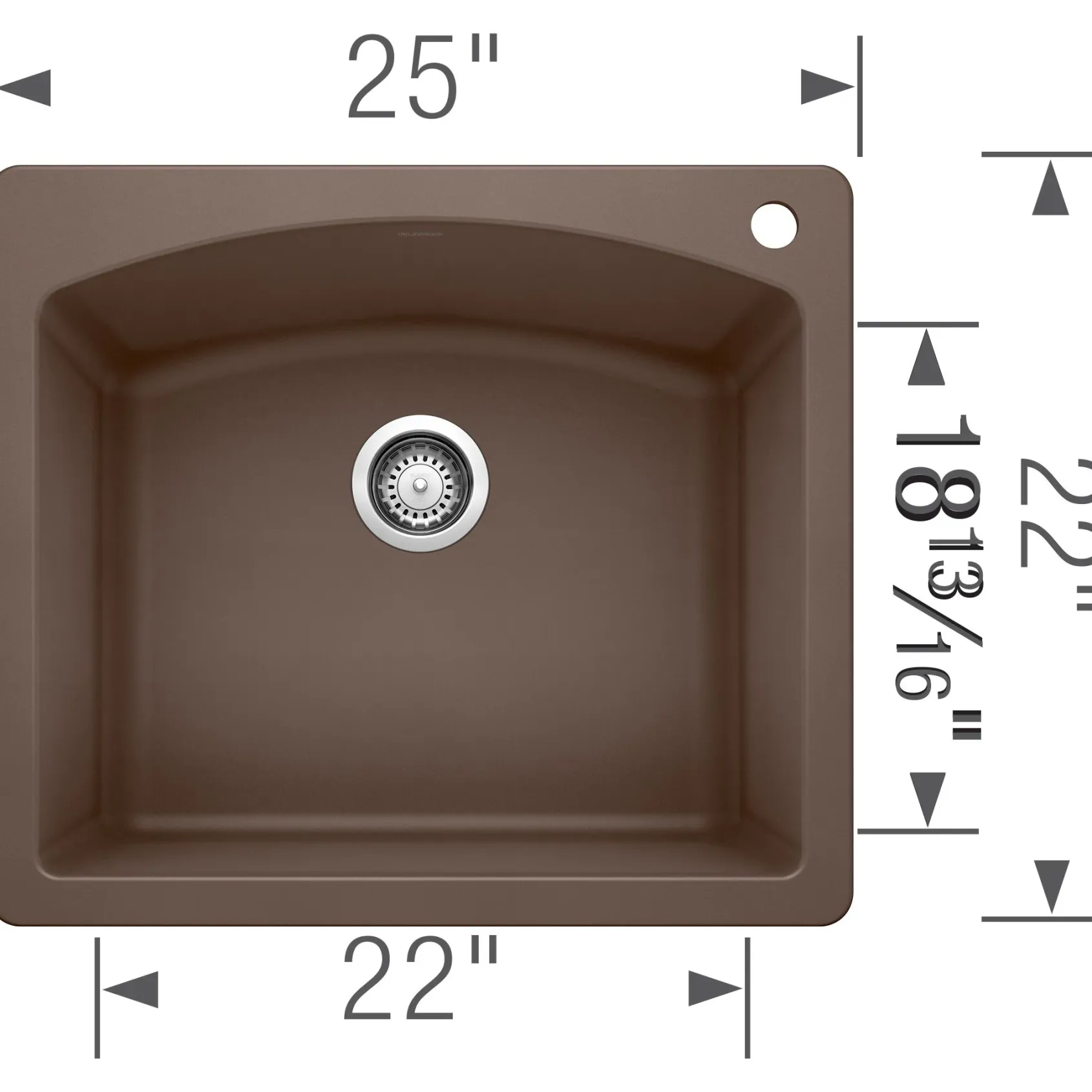 Blanco Diamond 25" Dual Mount Granite Composite Kitchen Sink, Silgranit, Cafe, 440208