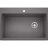 Blanco Diamond 34" Dual Mount Granite Composite Kitchen Sink, Silgranit, Cinder, 441467