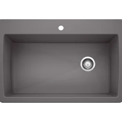 Blanco Diamond 34" Dual Mount Granite Composite Kitchen Sink, Silgranit, Cinder, 441467