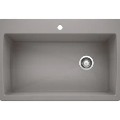 Blanco Diamond 34" Dual Mount Granite Composite Kitchen Sink, Silgranit, Metallic Gray, 440193